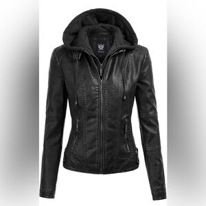 Lock & Love Premium Women's Black Hooded Removable Jacket
